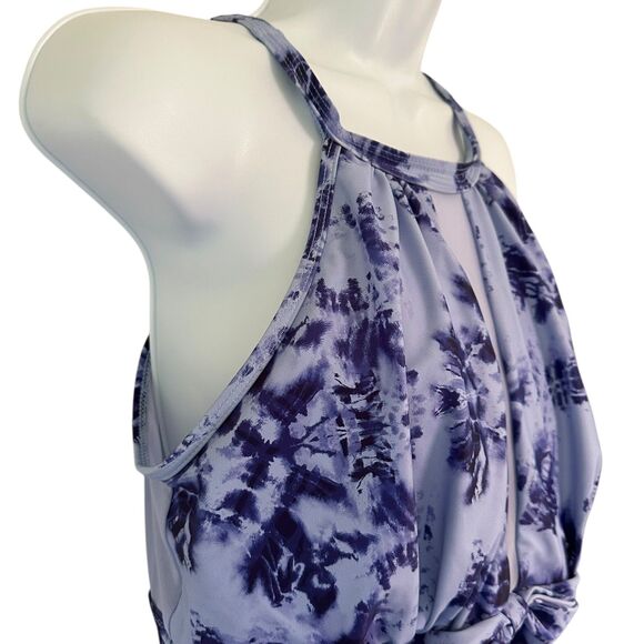 Aqua Eve Purple One Piece Mesh V Neck Halter Swimsuit Size 16W - Picture 6 of 12
